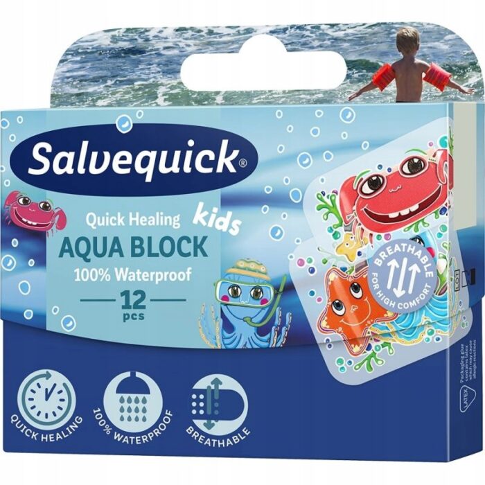 SALVEQUICK PLASTRY WODOODPORNE AQUA BLOCK KIDS 12x