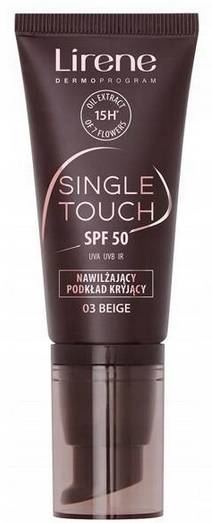 LIRENE SINGLE TOUCH podkład kryjący SPF50+ 03 BEIGE lekka konsystencja