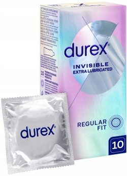 DUREX Invisible EXTRA 10 szt prezerwatywy LUBRICATED cienkie dopasowane